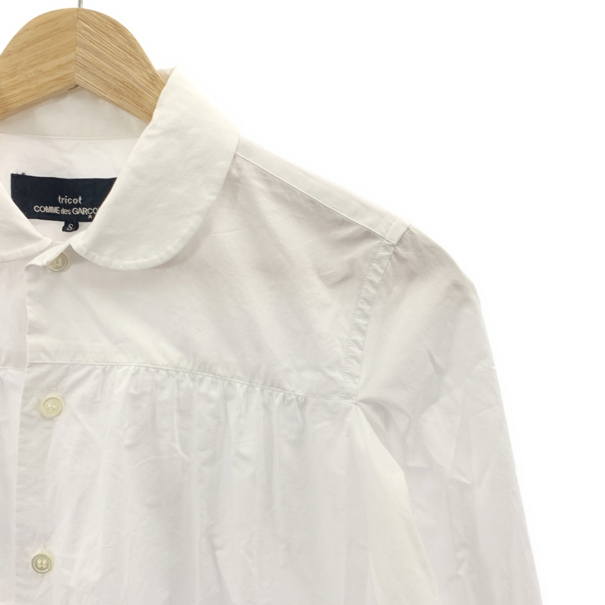 COMME des GARÇONS 針織布料 | 圓領褶皺襯衫式上衣 | S 碼 | 女款