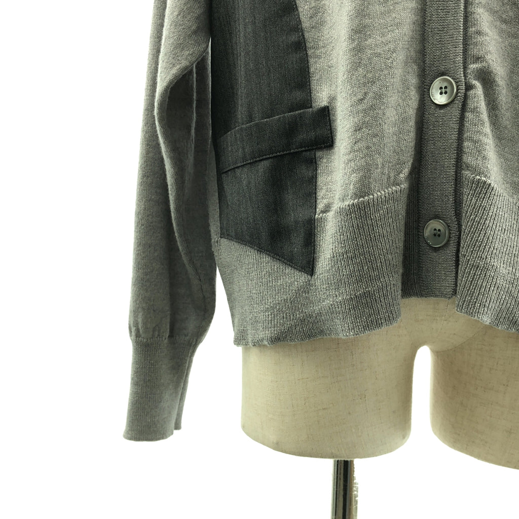 【成色極佳】Maison Martin Margiela | 2014秋冬針織開襟衫，後背可調節，拼接材質 | S碼 | 灰色 | 女款