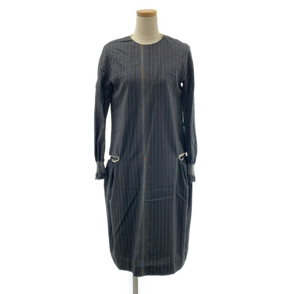 mina perhonen / ミナペルホネン | quiet sun / クワイエット サン ストライプ ドレス ワンピース / 柄総裏地 |