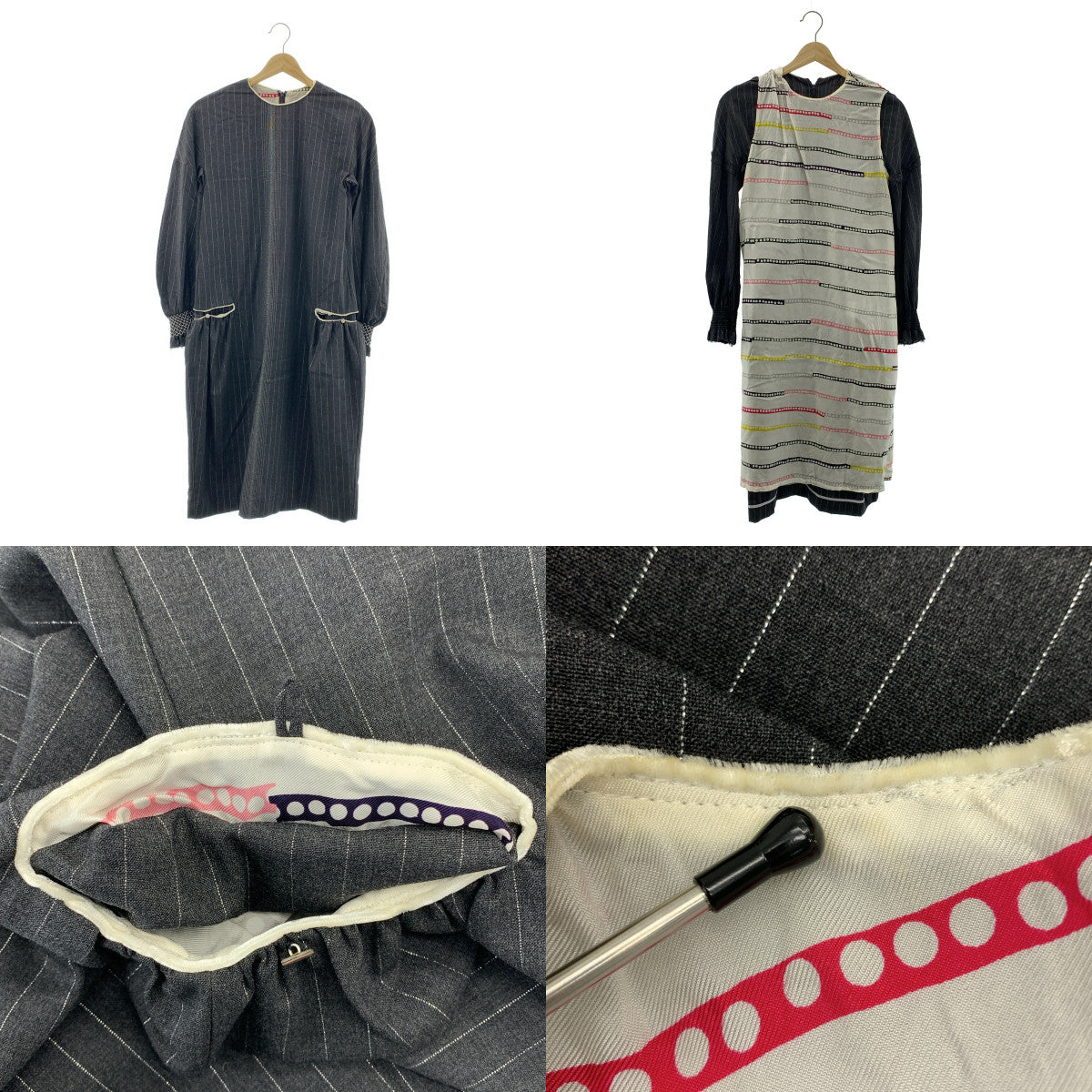 mina perhonen / ミナペルホネン | quiet sun / クワイエット サン ストライプ ドレス ワンピース / 柄総裏地 |