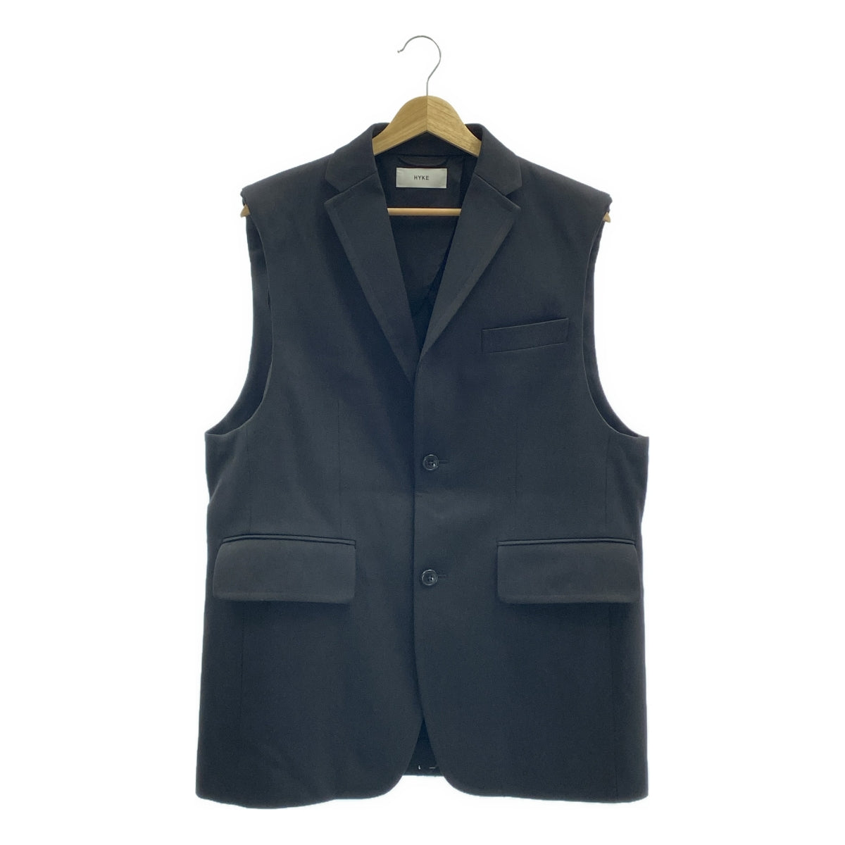 HYKE / ハイク | 2023AW | DOUBLE CLOTH VEST / オーバーシルエット ロゴボタン スリーブレス ジャケット ベスト |