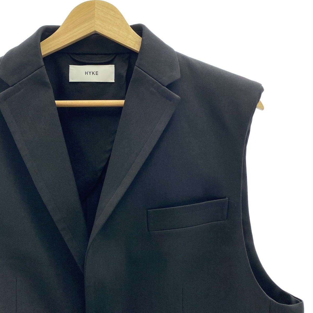 HYKE / ハイク | 2023AW | DOUBLE CLOTH VEST / オーバーシルエット ロゴボタン スリーブレス ジャケット ベスト |