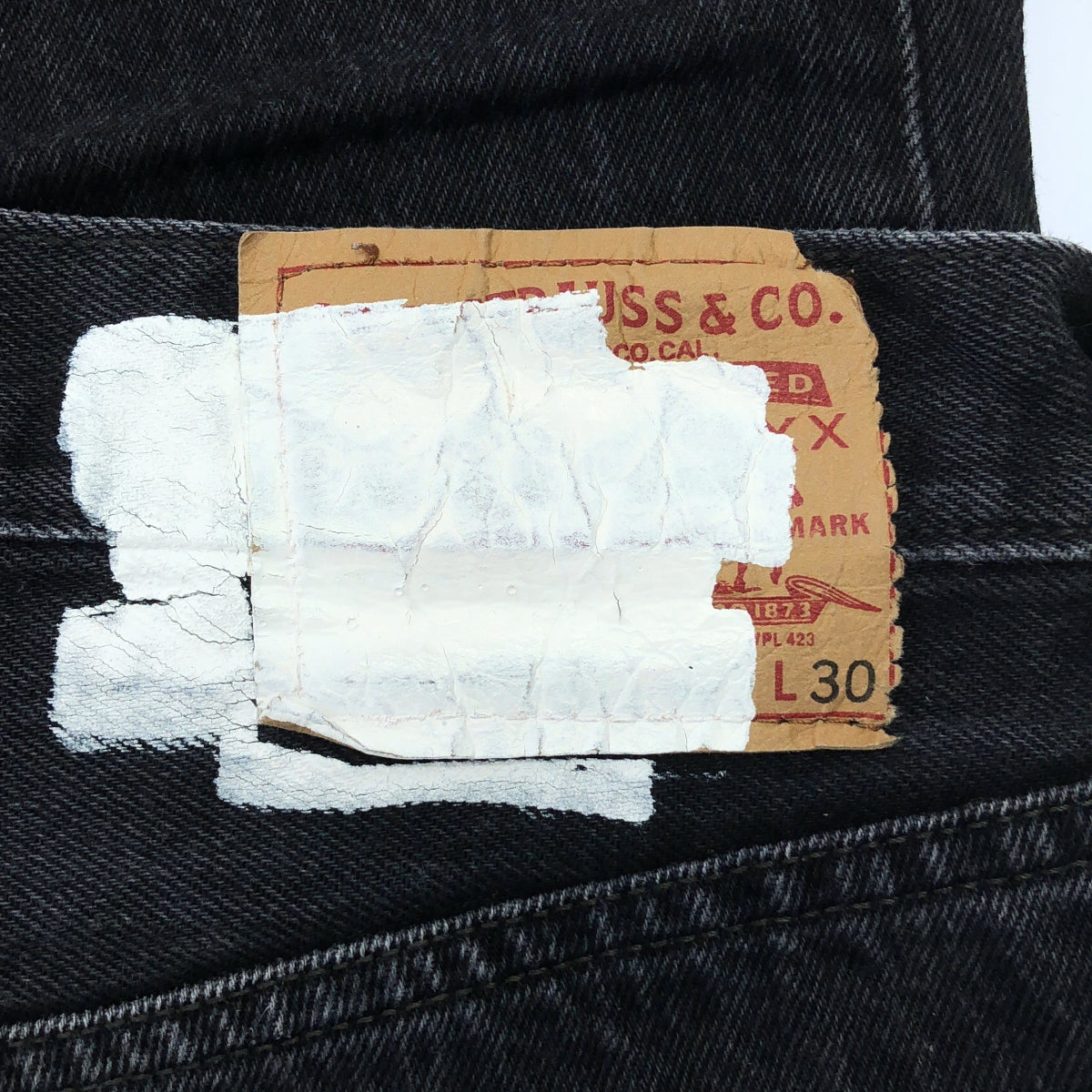 OLD PARK / オールドパーク | ダメージ加工 フリンジ デニム パンツ | XS | ブラック | メンズ