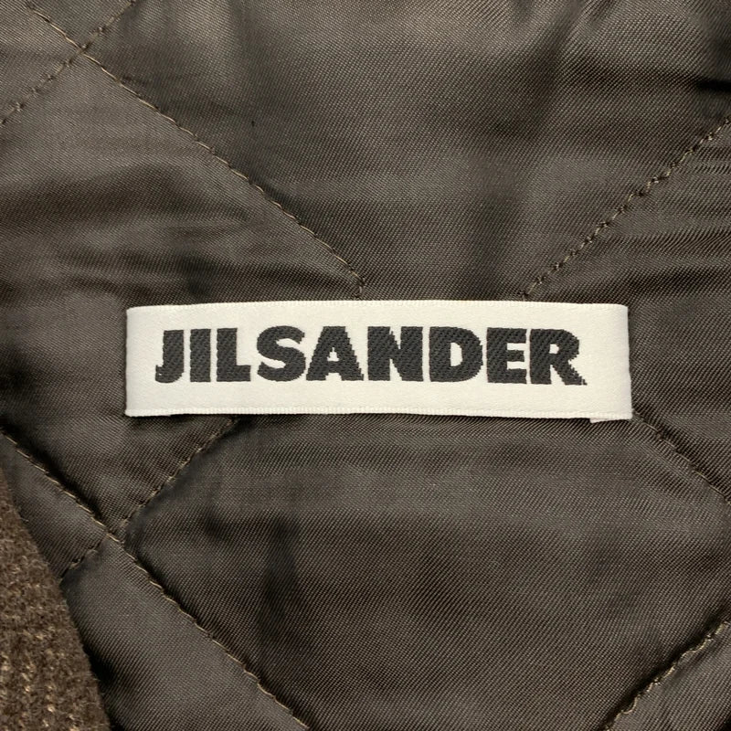 JIL SANDER / ジルサンダー | ウール ヘリンボーン シングル オーバーコート / キルティング総裏地 | 36 | レディース