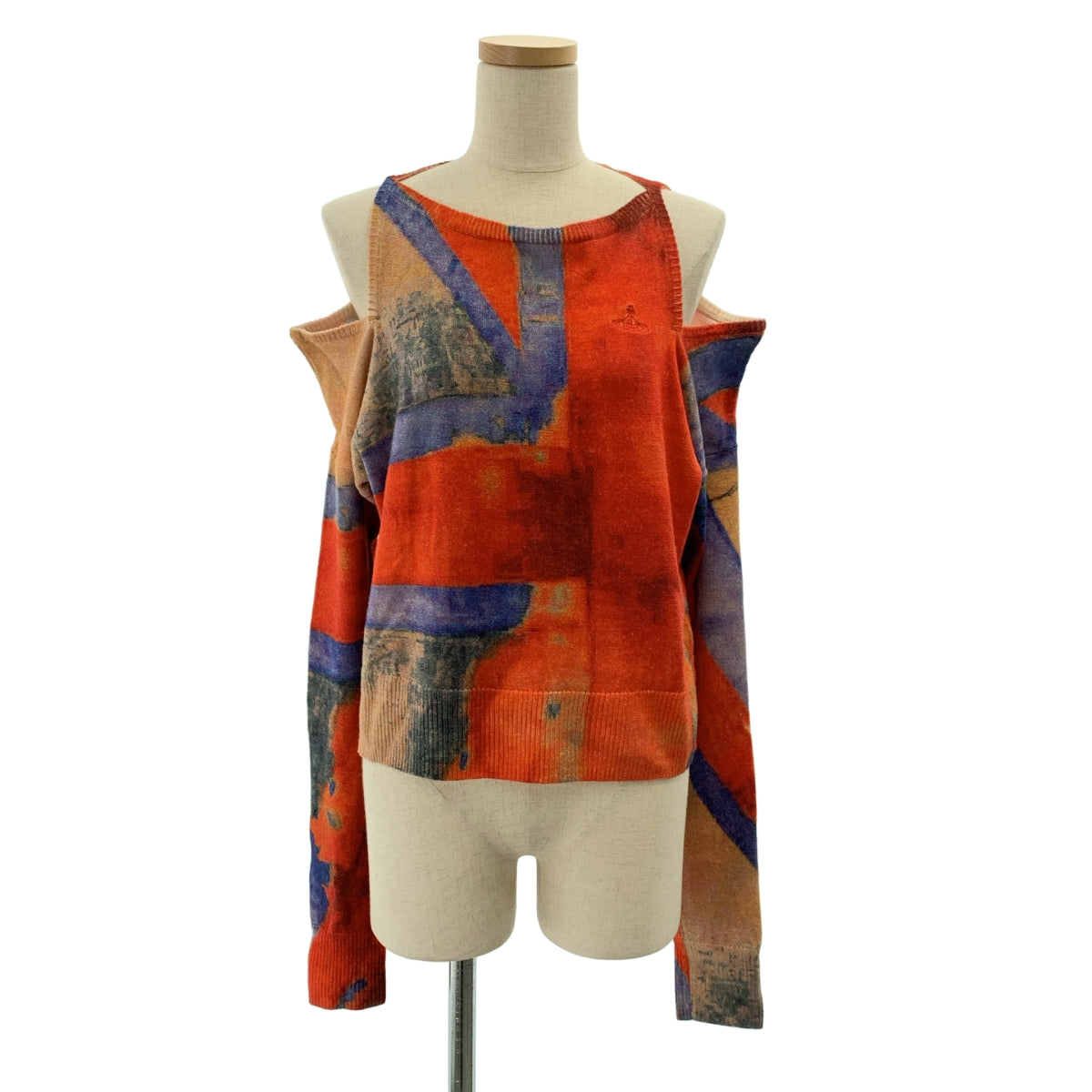 VIVIENNE WESTWOOD RED LABEL / ヴィヴィアンウエストウッドレッドレーベル | ユニオンジャック オフショルダー ニット | 00 | レディース