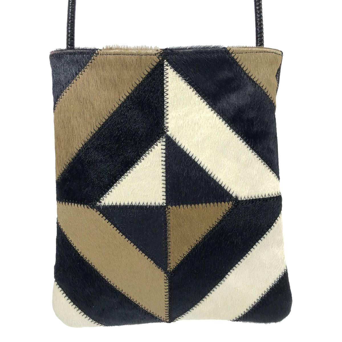 NOMADIS | Color-coordinated pony shoulder bag | Black x White x Brown | Women's