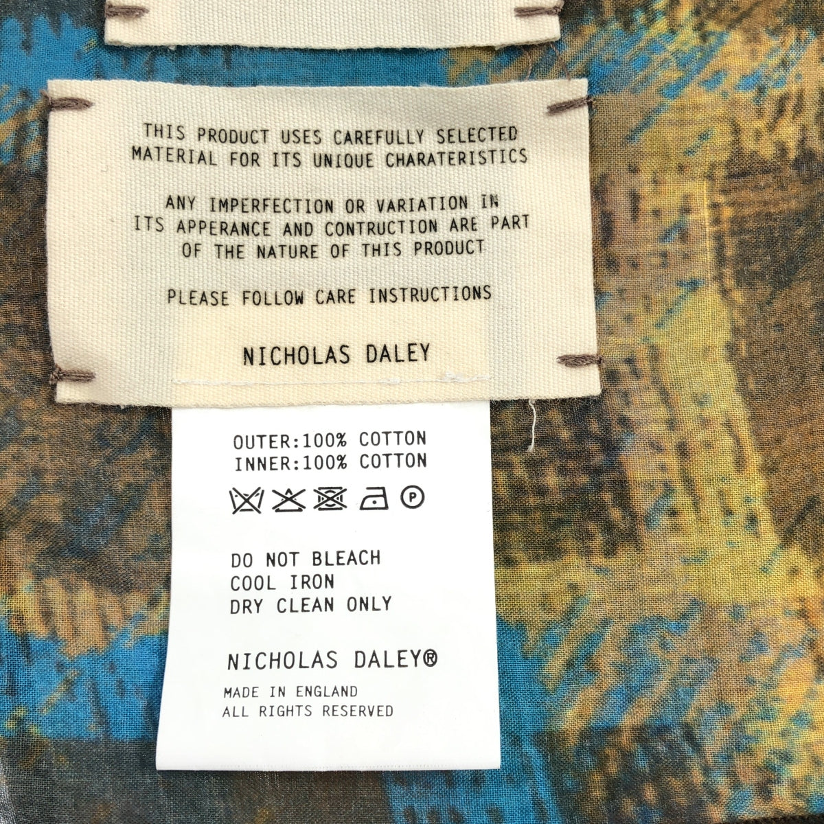 【美品】  NICHOLAS DALEY / ニコラスデイリー | コットン 総柄 大判 ストール | マルチカラー