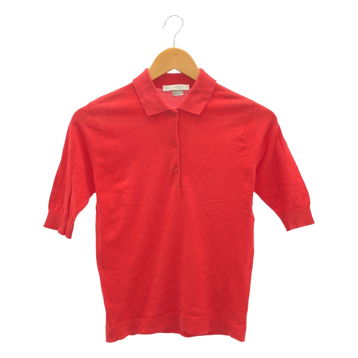 JOHN SMEDLEY / 約翰·斯梅德利 | 棉質羅紋針織 Polo 衫 | S 碼 | 紅色 | 女款