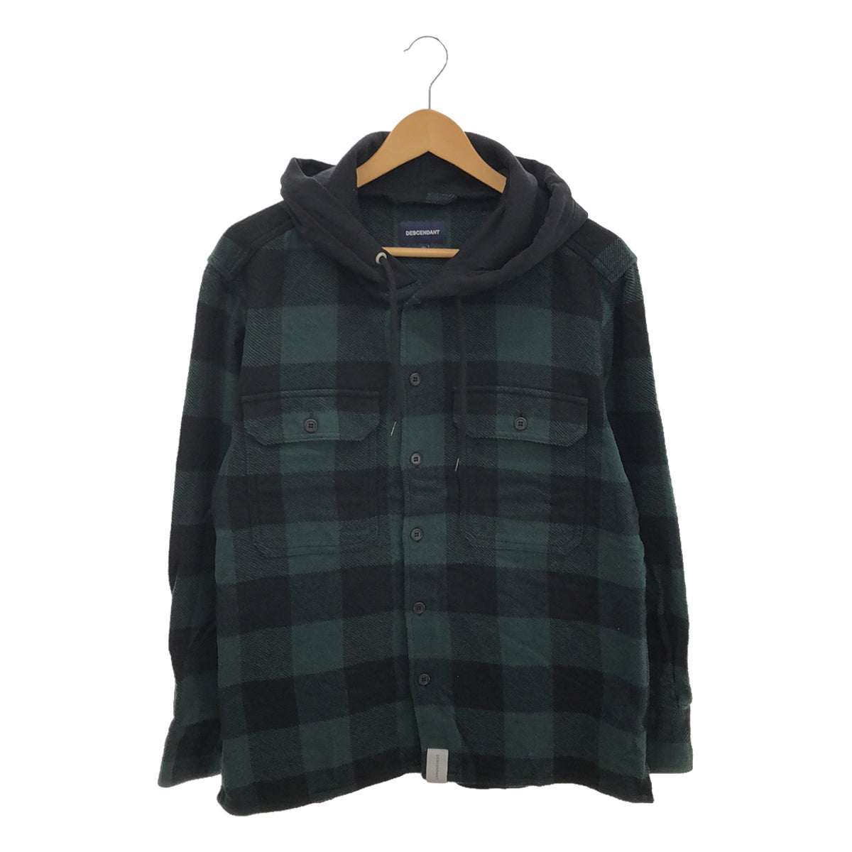 DESCENDANT / ディセンダント | SPICOLI HOODED LS SHIRT フーデッド チェック フランネルシャツ | 1 | グリーン / ブラック | メンズ