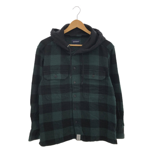 DESCENDANT / ディセンダント | SPICOLI HOODED LS SHIRT フーデッド チェック フランネルシャツ | 1 | グリーン / ブラック | メンズ