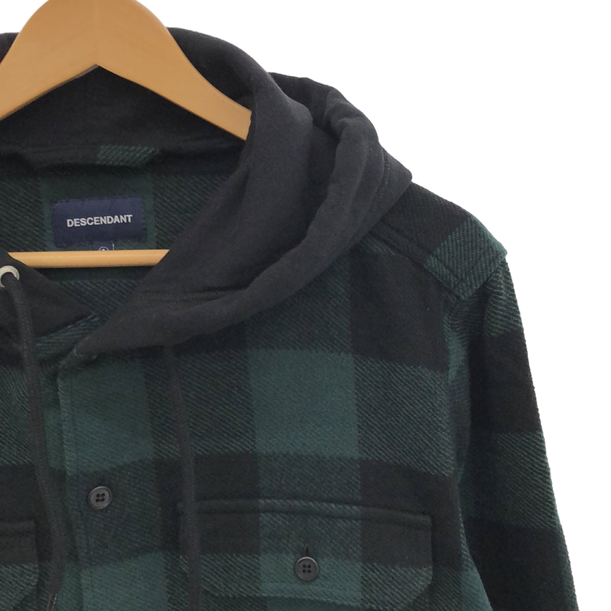 DESCENDANT / ディセンダント | SPICOLI HOODED LS SHIRT フーデッド チェック フランネルシャツ | 1 | グリーン / ブラック | メンズ