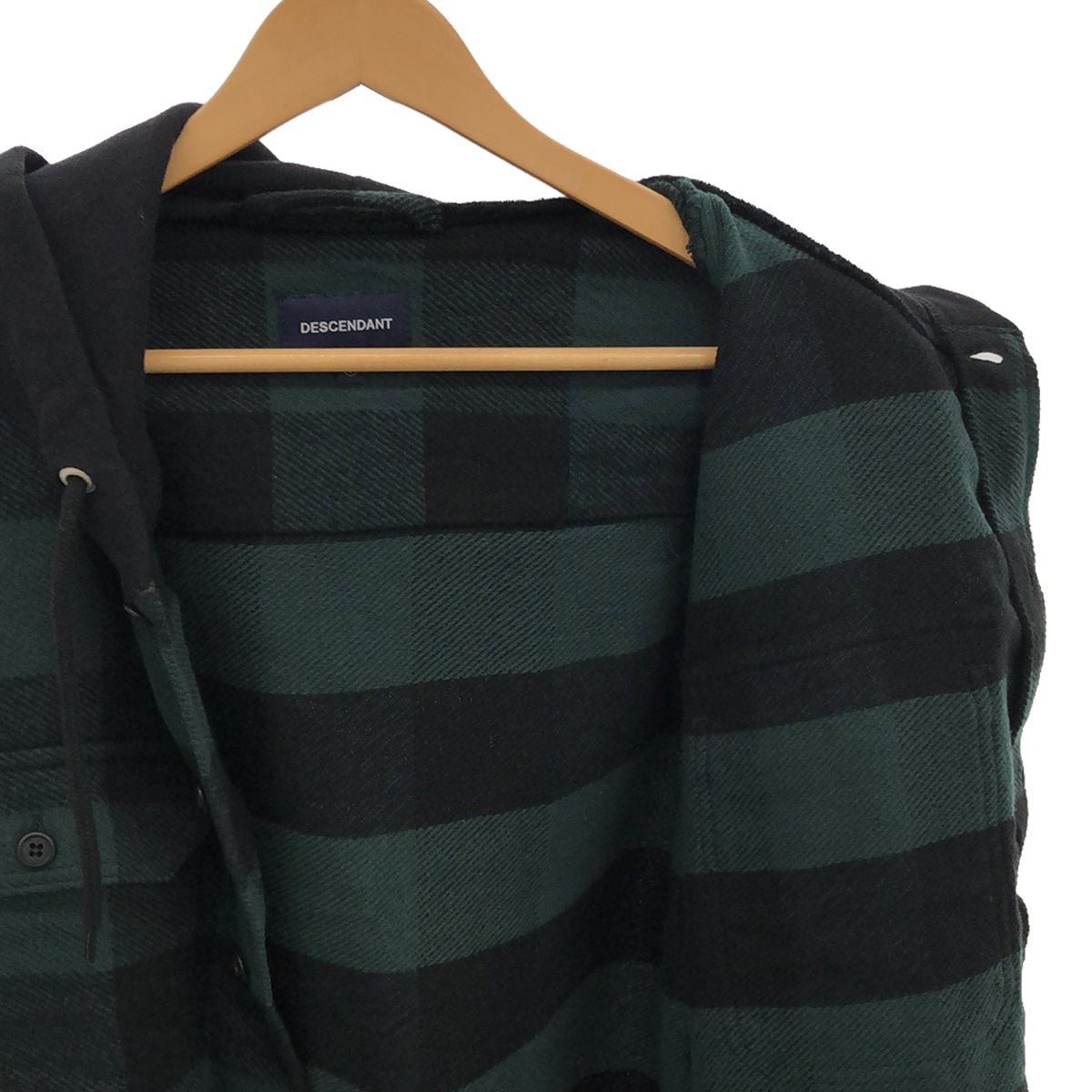DESCENDANT / ディセンダント | SPICOLI HOODED LS SHIRT フーデッド チェック フランネルシャツ | 1 | グリーン / ブラック | メンズ