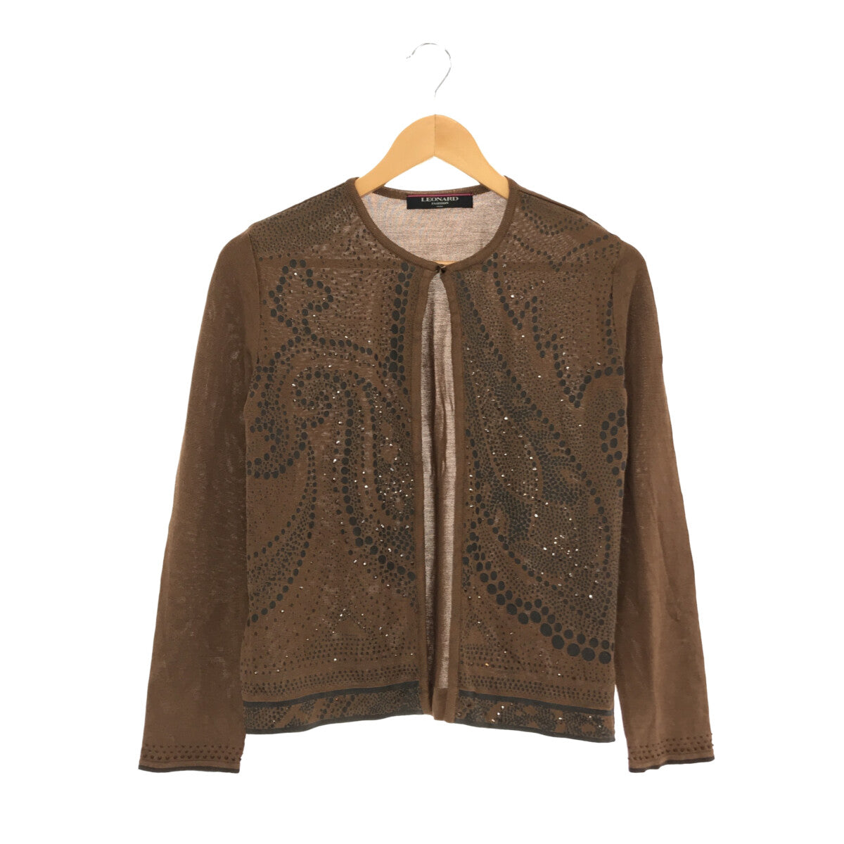 LEONARD | Silk Rayon Embellished Cardigan | L | Women's