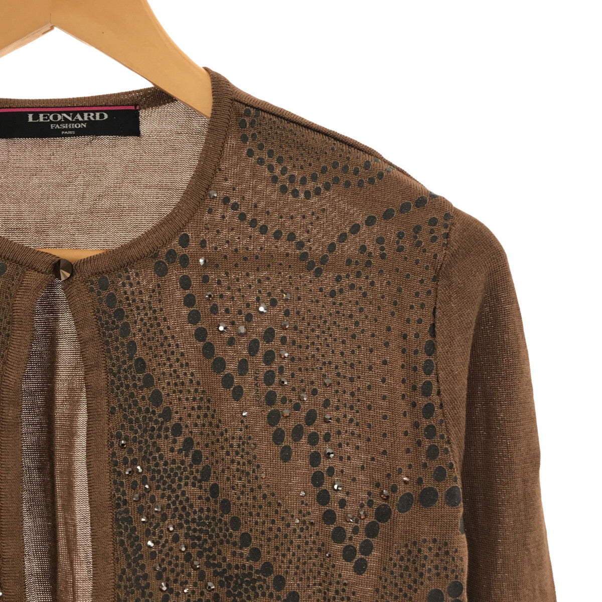 LEONARD | Silk Rayon Embellished Cardigan | L | Women's