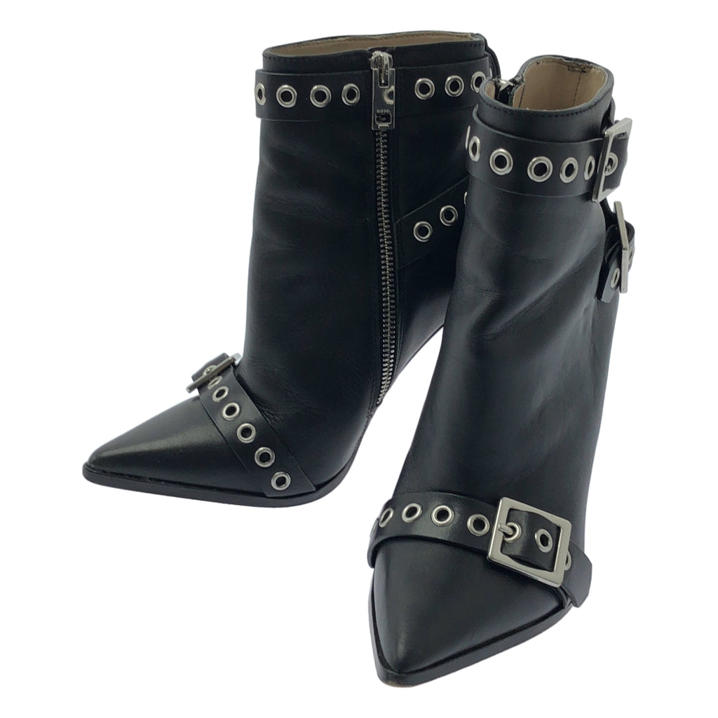 【美品】  DIESEL / ディーゼル | D-STRAP HA ANKLE BOOTS パンチングベルト レザー ショート ブーティ | 37 | ブラック | レディース