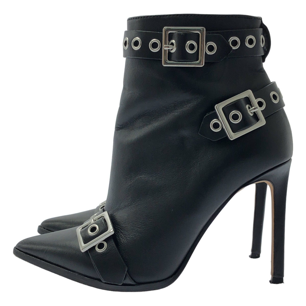【美品】  DIESEL / ディーゼル | D-STRAP HA ANKLE BOOTS パンチングベルト レザー ショート ブーティ | 37 | ブラック | レディース