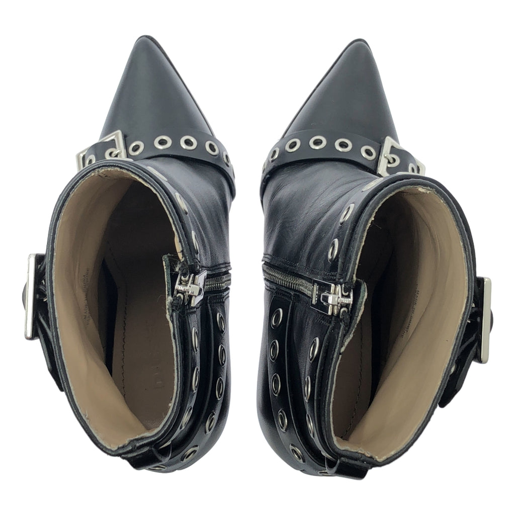 【美品】  DIESEL / ディーゼル | D-STRAP HA ANKLE BOOTS パンチングベルト レザー ショート ブーティ | 37 | ブラック | レディース