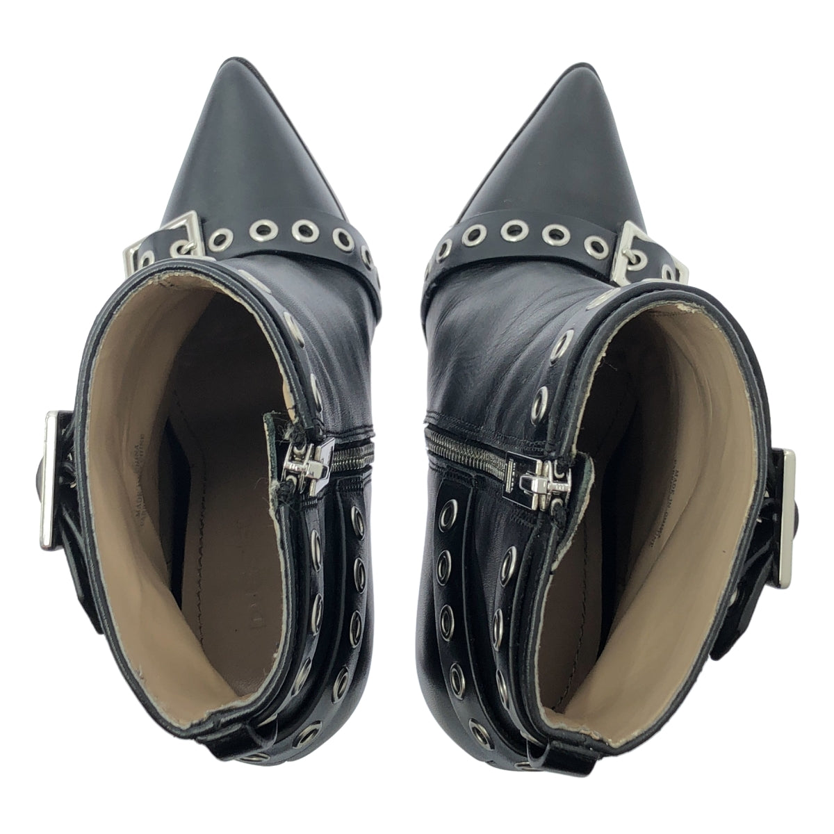 [狀況極佳] DIESEL | D-STRAP HA 短靴 | 穿孔腰帶皮革短靴 | 尺寸 37 | 黑色 | 女款