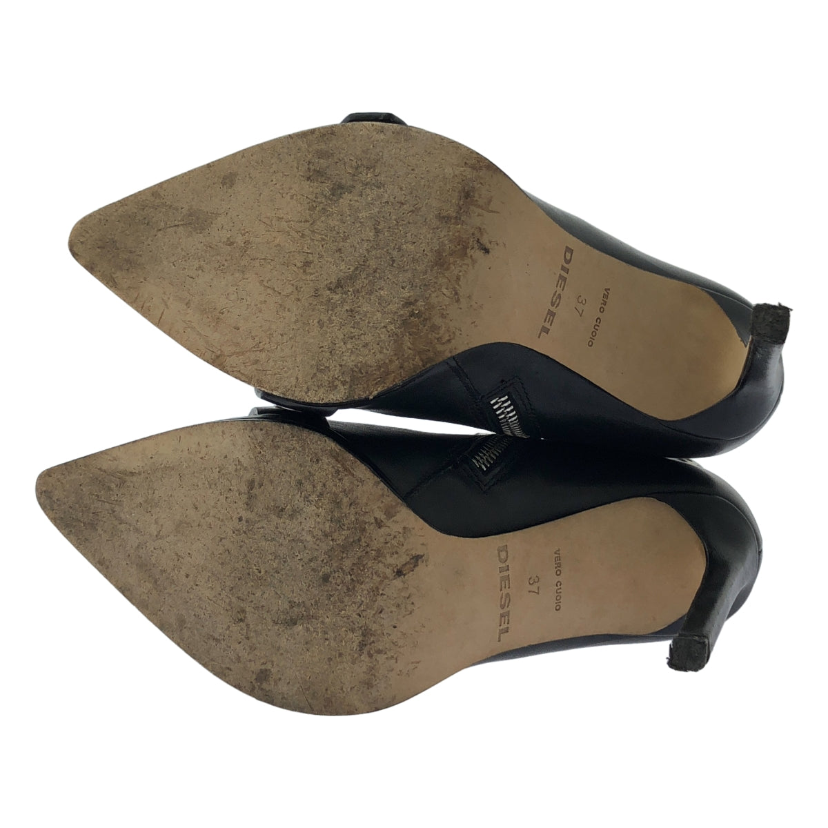 [狀況極佳] DIESEL | D-STRAP HA 短靴 | 穿孔腰帶皮革短靴 | 尺寸 37 | 黑色 | 女款