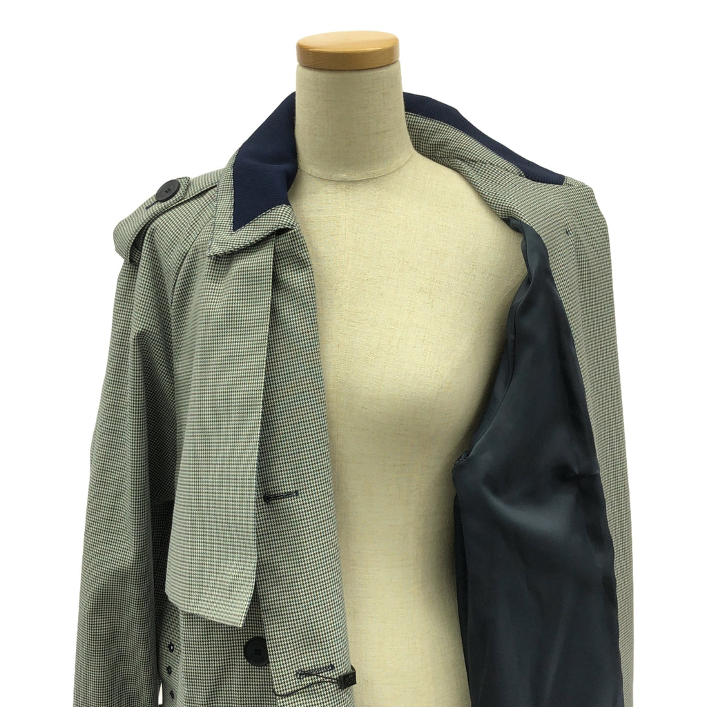 【新品】  LACOSTE / ラコステ | ハウンドトゥース柄 トレンチコート | 34 | グレー/ネイビー/ブラック | レディース