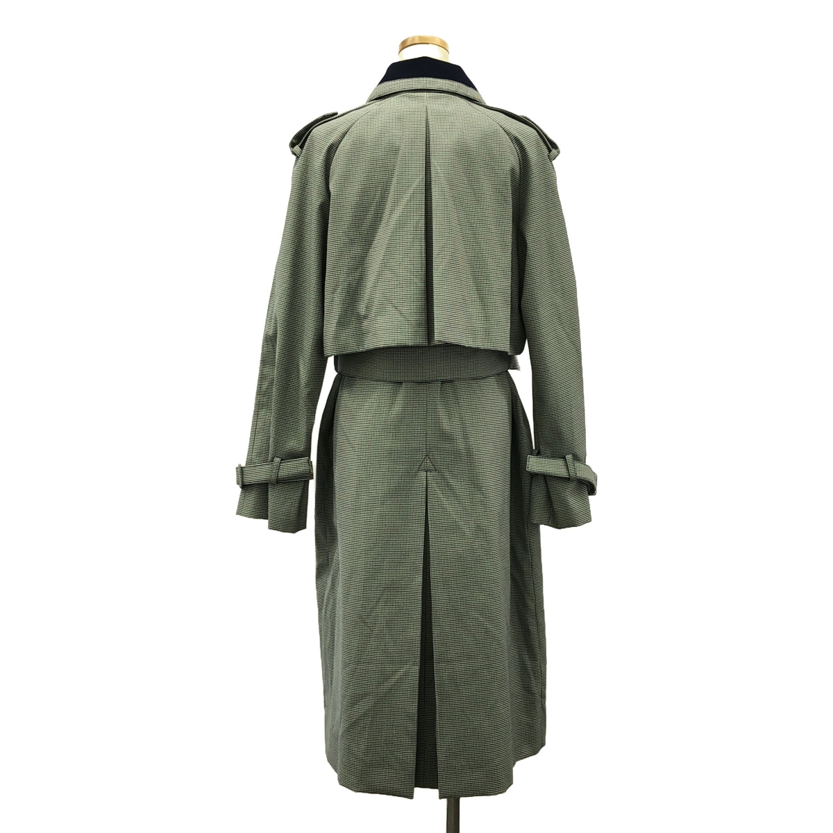 【新品】  LACOSTE / ラコステ | ハウンドトゥース柄 トレンチコート | 34 | グレー/ネイビー/ブラック | レディース