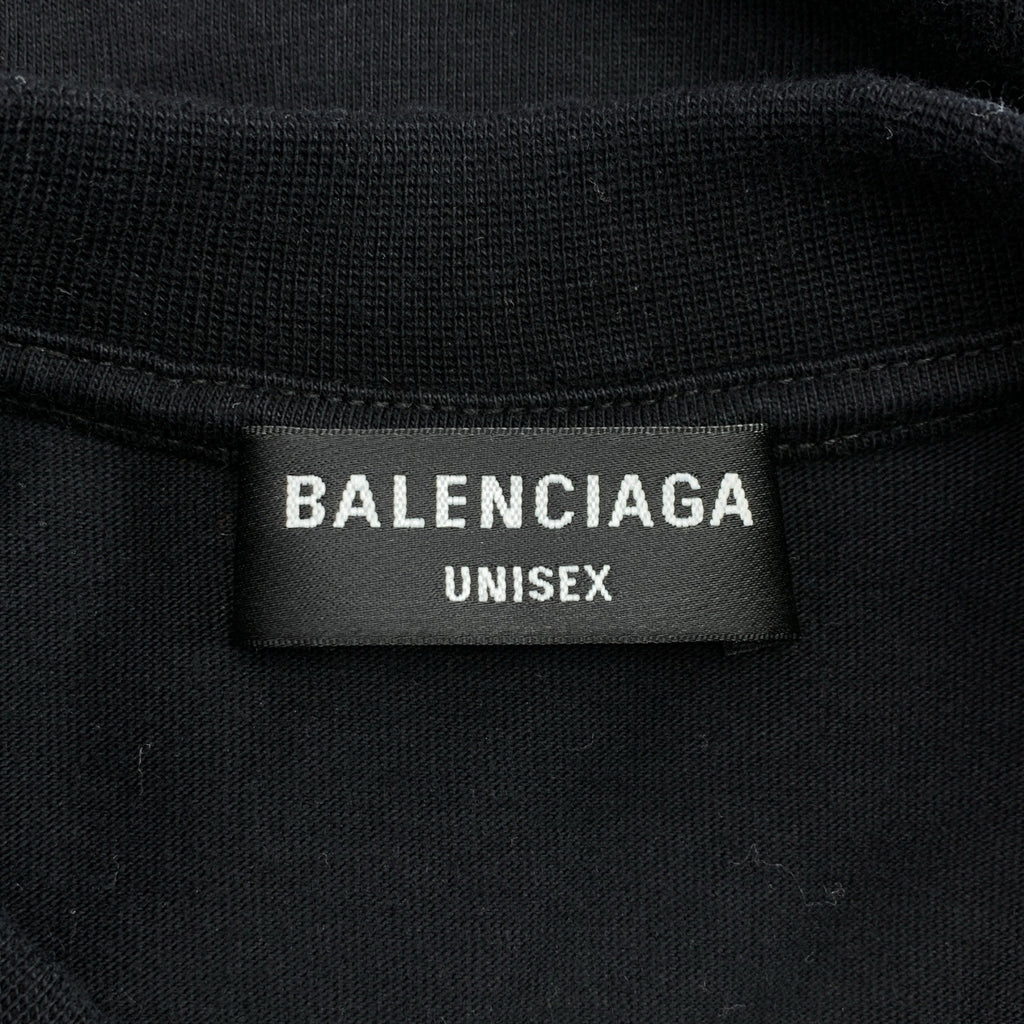 【美品】 BALENCIAGA / 巴黎世家 | 競選標誌刷舊感拼接長袖上衣 | L | 黑/白/藍 | 男裝