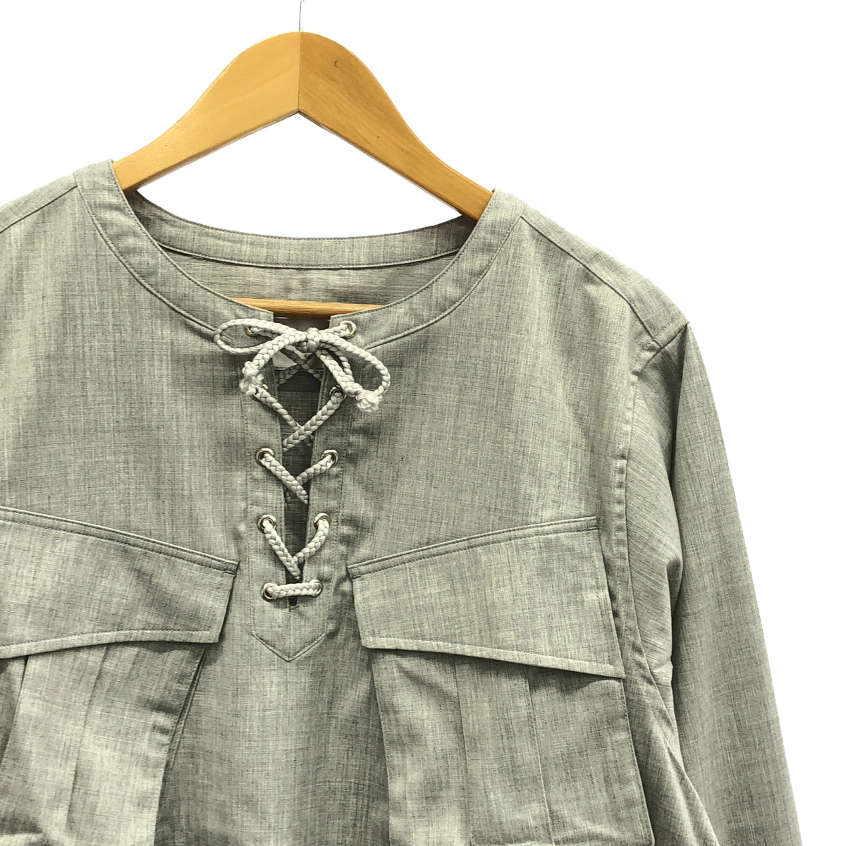 [New] prasthana / Prasthana | lace up fatigue shirt / shirt | M | Gray | Men's