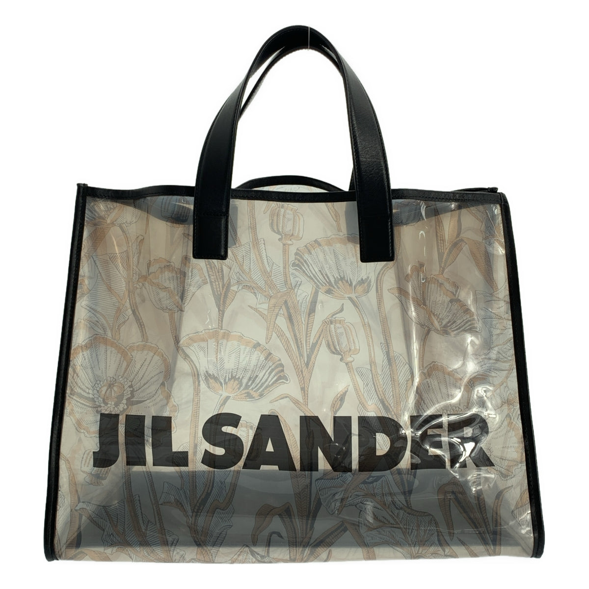JIL SANDER / 질 썬더 | 인쇄 총 무늬 PVC 와이드 토트 백 | 블랙 | 여성