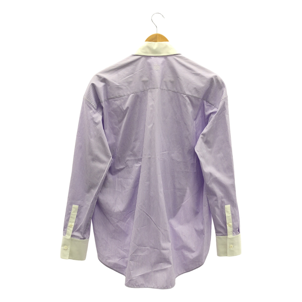 【新品】  LOEWE / ロエベ | アナグラム ショート ストライプシャツ | 32 | パープル/ホワイト | レディース