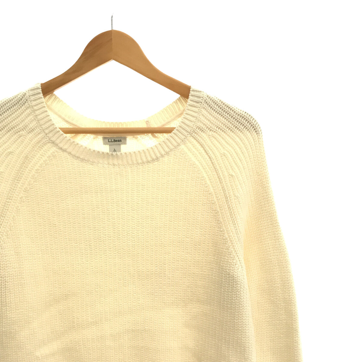 LLBEAN / L.L.Bean | Mid-gauge cotton knit sweater | L | Off-white | Women's