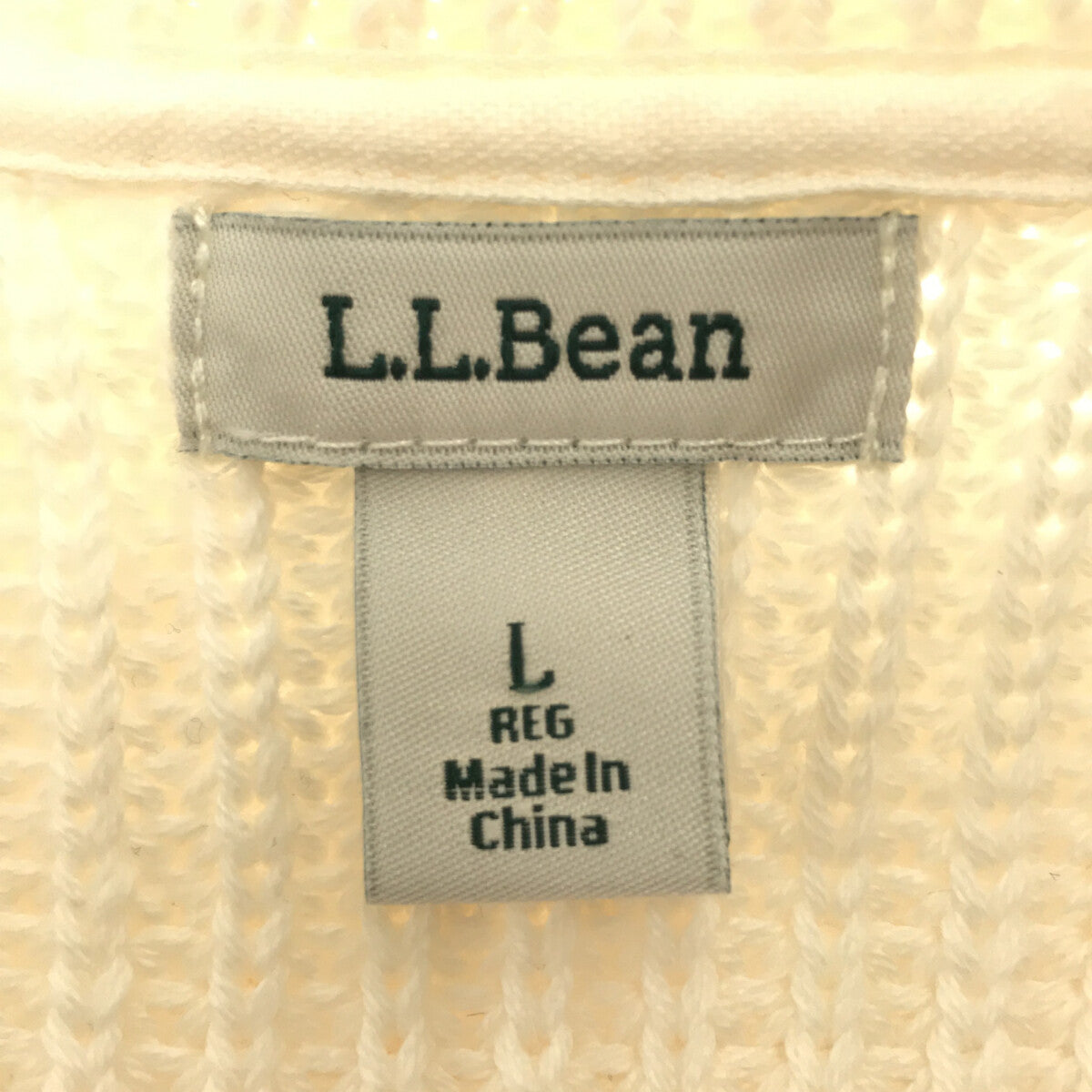 LLBEAN / L.L.Bean | Mid-gauge cotton knit sweater | L | Off-white | Women's