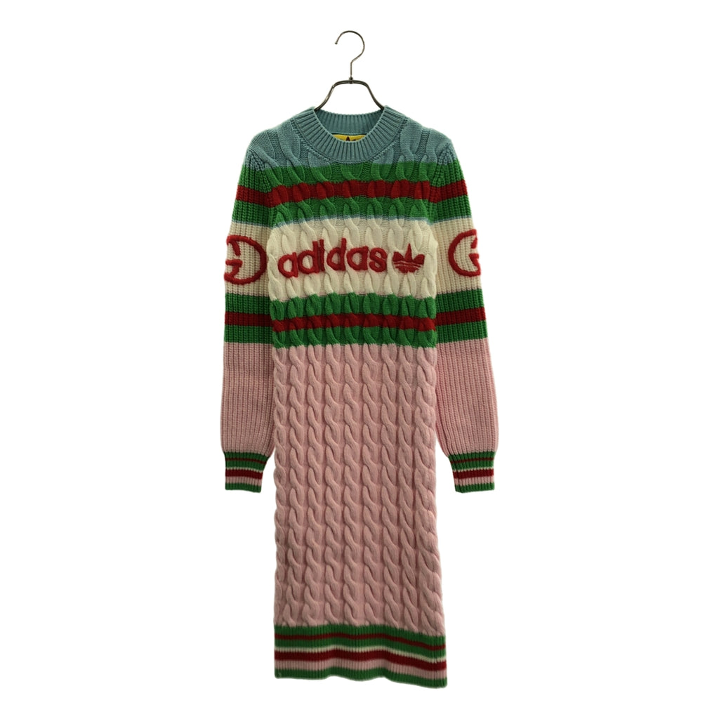 GUCCI / グッチ | 2022AW | × adidas / アディダス ウール モヘア ロゴ刺しゅう ケーブル ニットワンピース | XXS | レディース