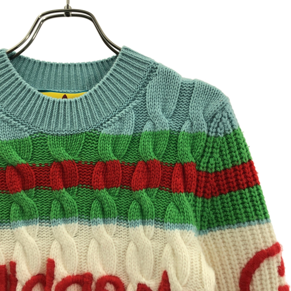 GUCCI / グッチ | 2022AW | × adidas / アディダス ウール モヘア ロゴ刺しゅう ケーブル ニットワンピース | XXS | レディース