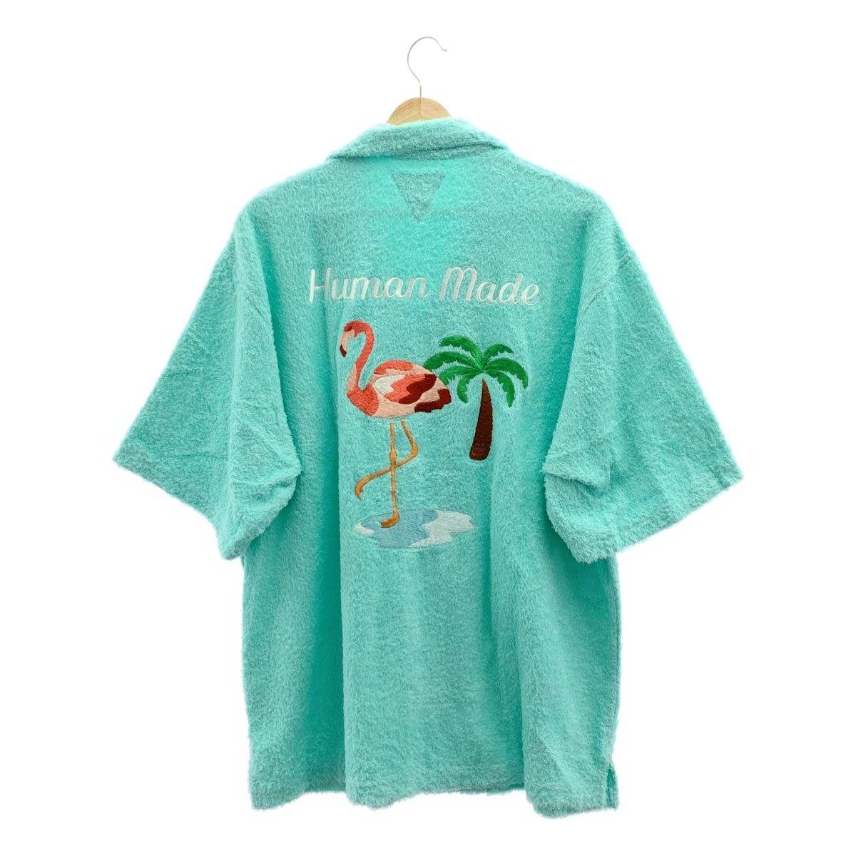 HUMAN MADE / ヒューマンメイド | PILE SHIRT ロゴ フラミンゴ刺しゅう 半袖 パイルシャツ | XL | メンズ