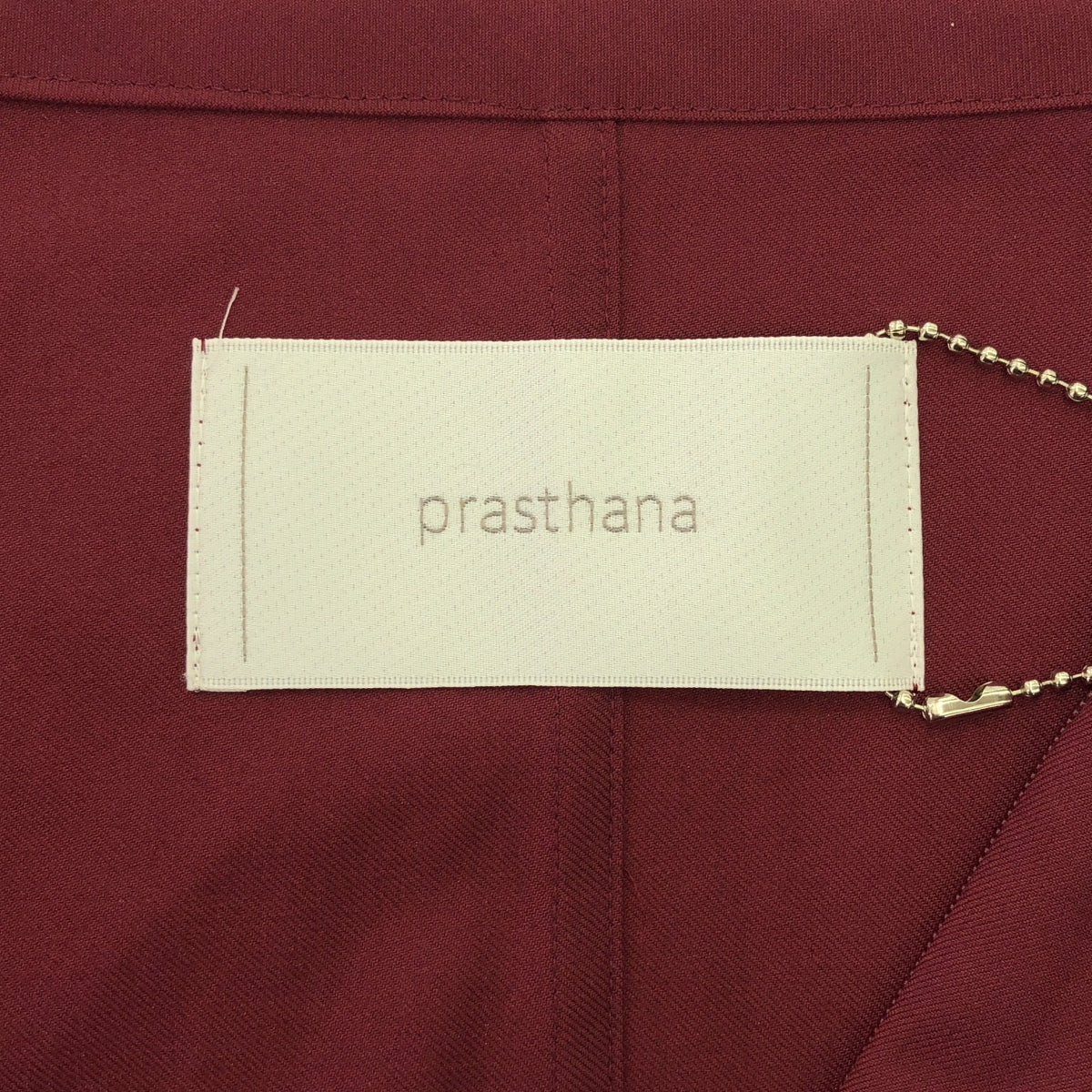 【신품】 prasthana / 프라스타나 | slick shirt 반팔 셔츠 | M | 버건디 | 남성