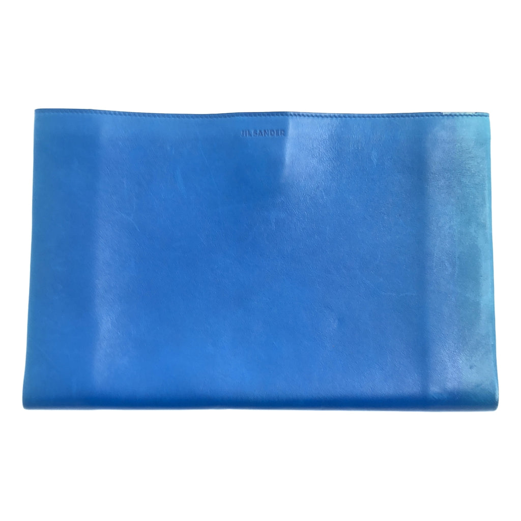 JIL SANDER / 질 썬더 | 바이 컬러 가죽 클러치 백 | 블루 / 베이지 | 여성