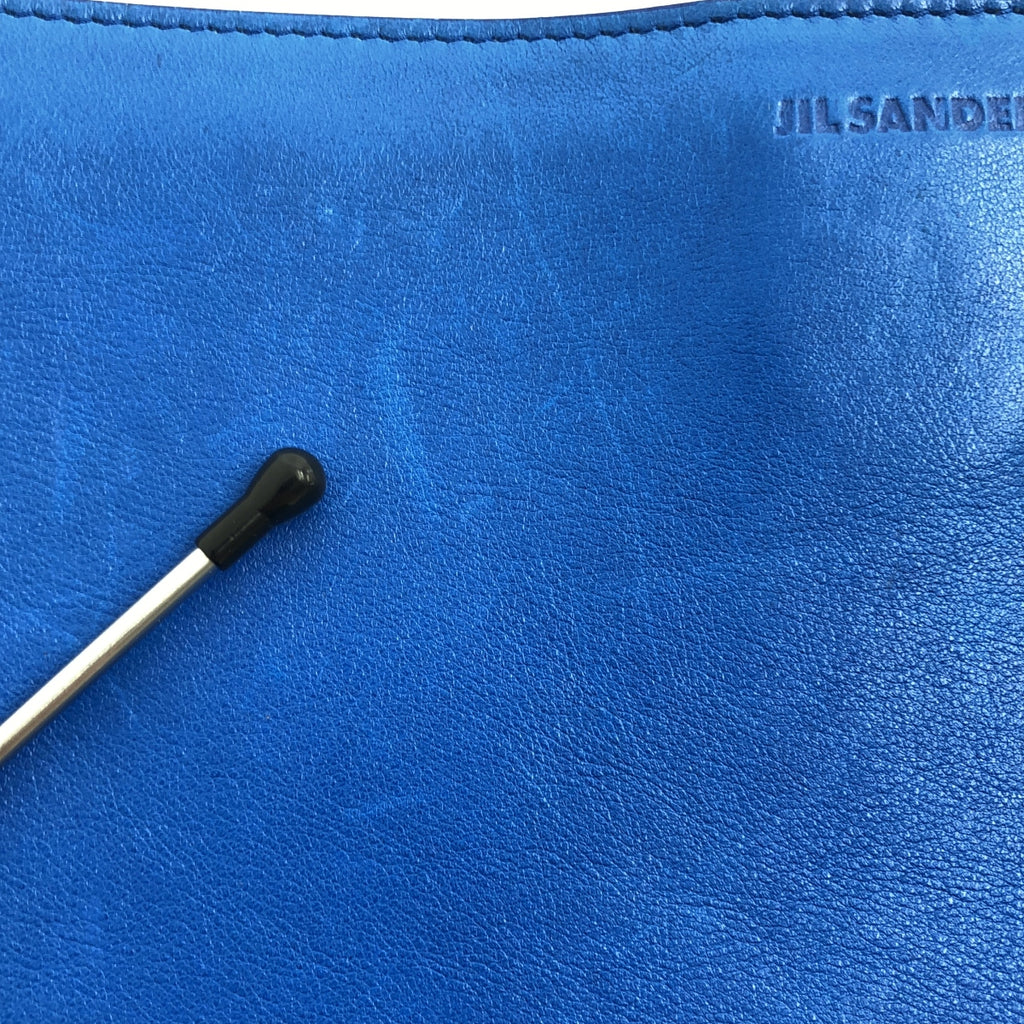 JIL SANDER / 질 썬더 | 바이 컬러 가죽 클러치 백 | 블루 / 베이지 | 여성