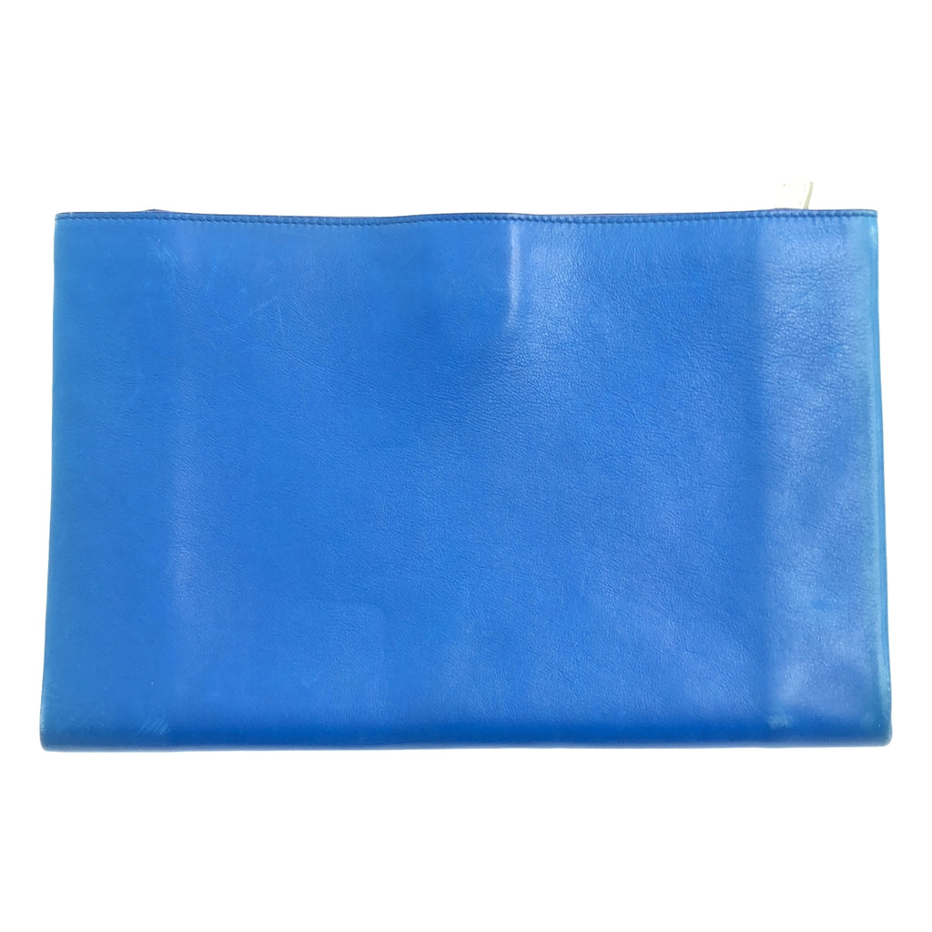 JIL SANDER / 질 썬더 | 바이 컬러 가죽 클러치 백 | 블루 / 베이지 | 여성