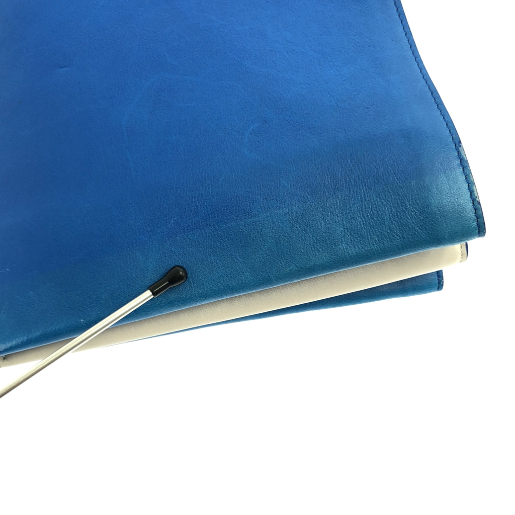 JIL SANDER / 질 썬더 | 바이 컬러 가죽 클러치 백 | 블루 / 베이지 | 여성