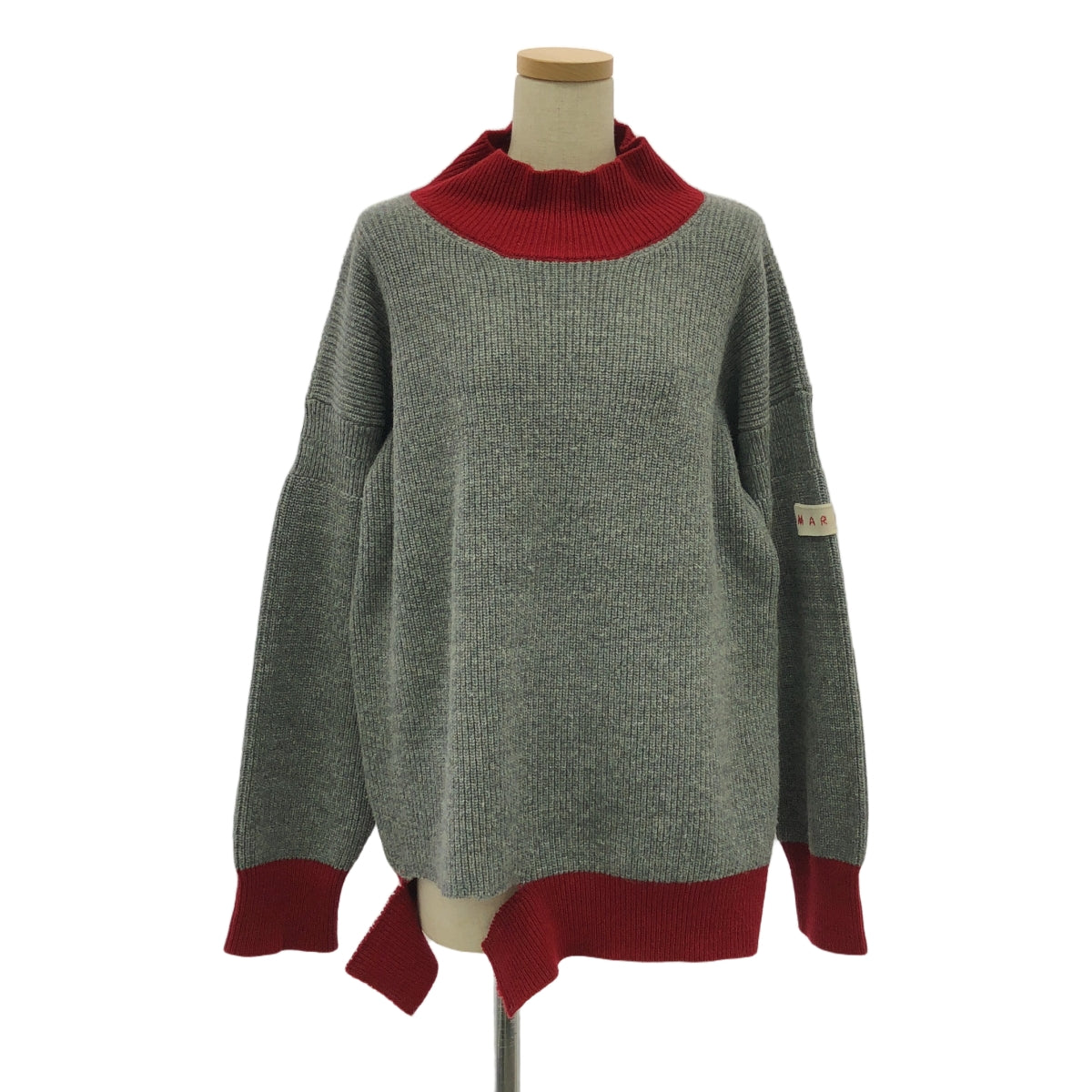 [狀況良好] MARNI | 2023AW | 長袖寬鬆毛衣羅紋針織 | 42 | 灰/紅 |女款