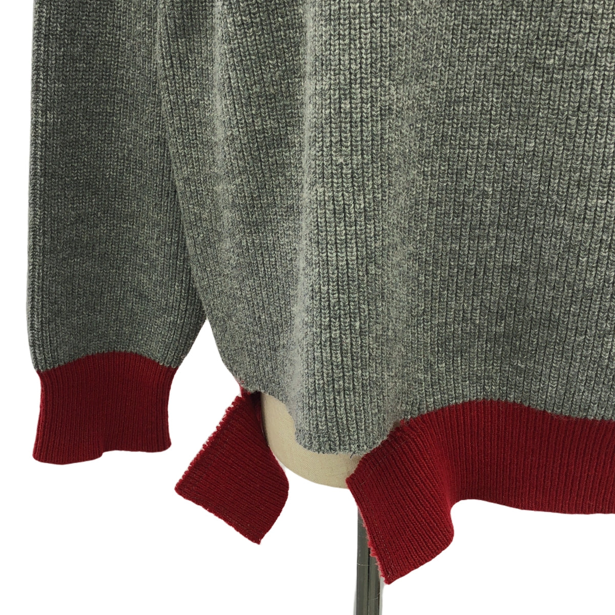 [狀況良好] MARNI | 2023AW | 長袖寬鬆毛衣羅紋針織 | 42 | 灰/紅 |女款