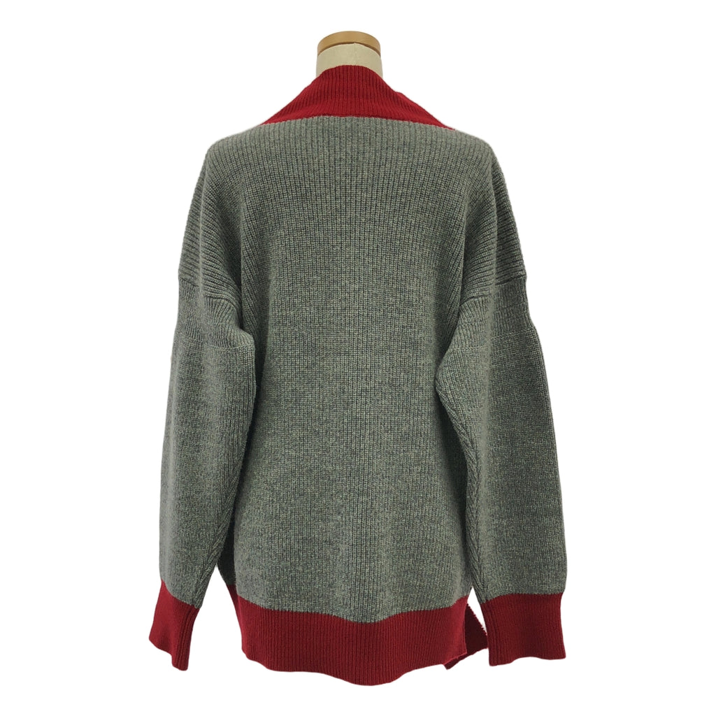【美品】  MARNI / マルニ | 2023AW | LONG SLEEVES LOOSE FIT SWEATER リブニット | 42 | グレー/レッド | レディース
