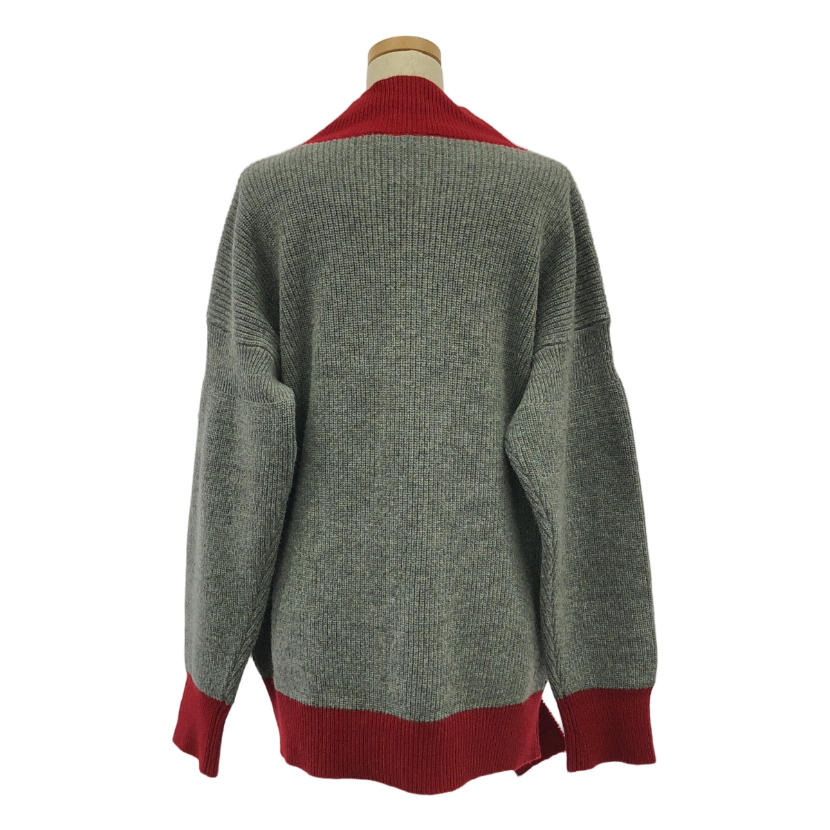 [狀況良好] MARNI | 2023AW | 長袖寬鬆毛衣羅紋針織 | 42 | 灰/紅 |女款