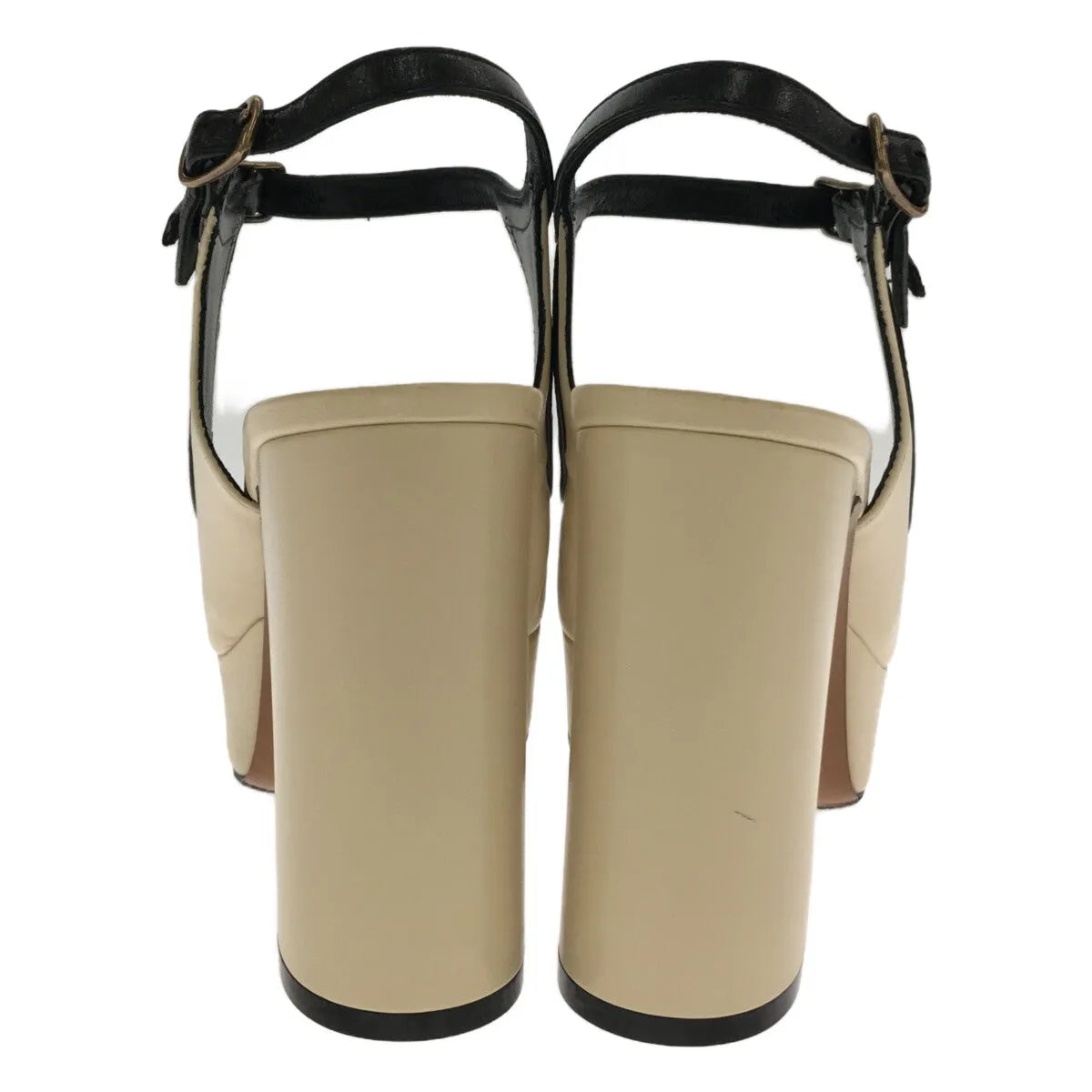 【美品】  DRIES VAN NOTEN / ドリスヴァンノッテン | オープントゥ アンクルストラップ ヒールサンダル | 37 | アイボリー/ブラック | レディース