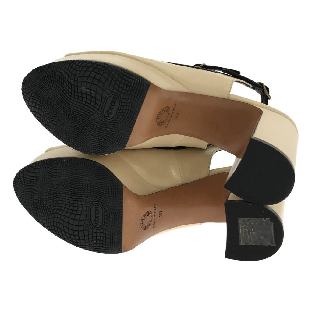 【美品】  DRIES VAN NOTEN / ドリスヴァンノッテン | オープントゥ アンクルストラップ ヒールサンダル | 37 | アイボリー/ブラック | レディース