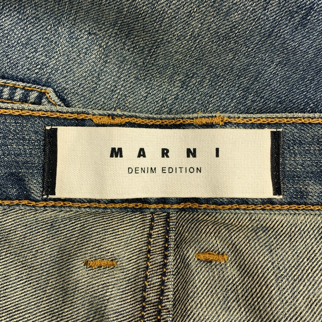MARNI / 마르니 | COMMESSA 데미지 가공 테이퍼드 데님 팬츠 | 30 | 인디고 | 남성