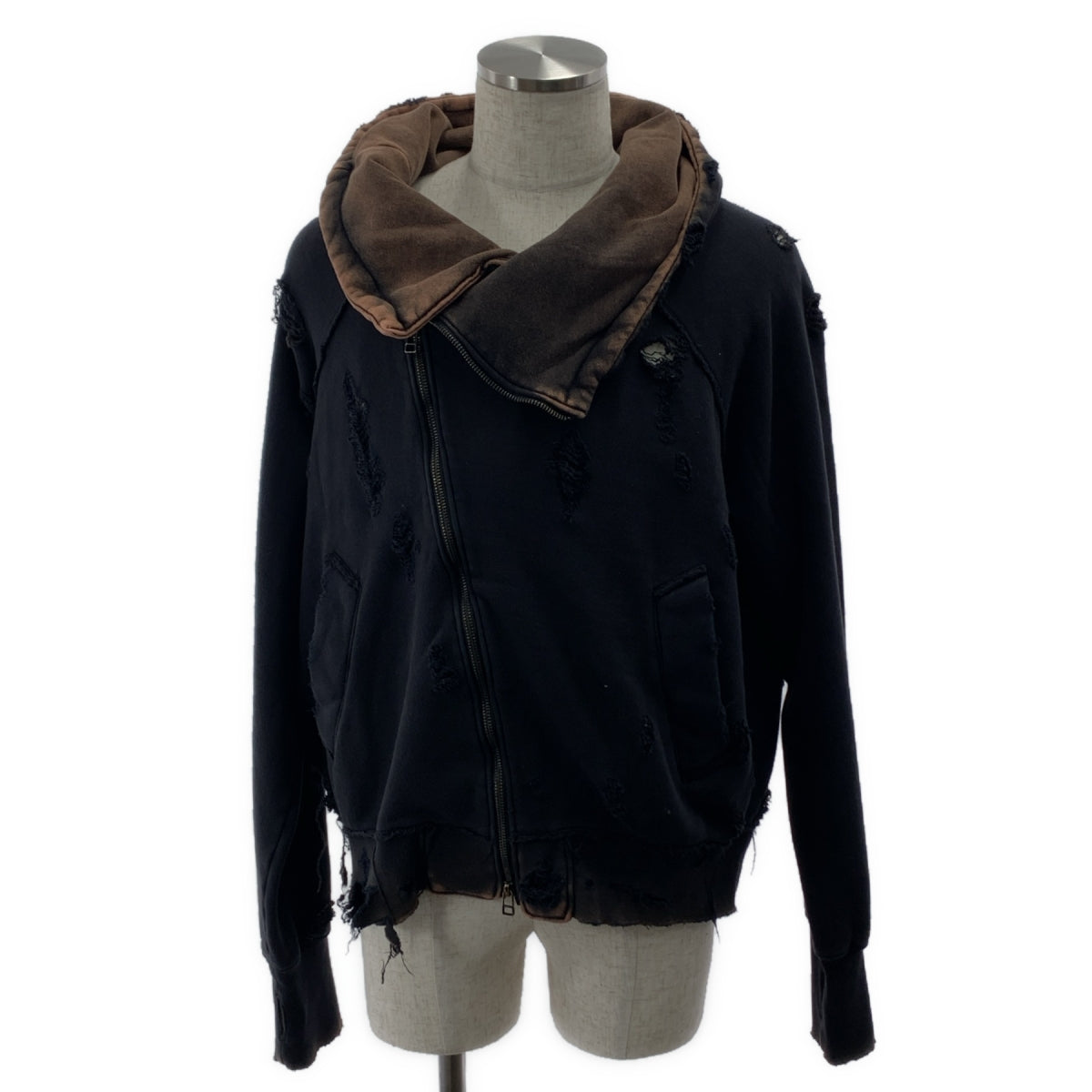 SUBLATIONS | 斜拉鍊破洞派克大衣 / 染色破洞連帽衛衣 | 尺寸 1 | 男款