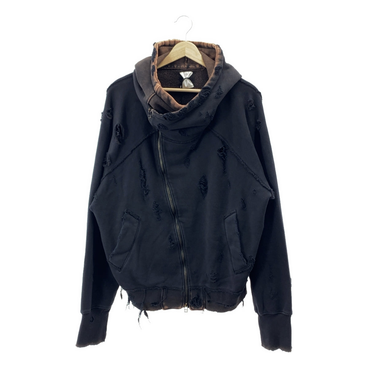 SUBLATIONS | 斜拉鍊破洞派克大衣 / 染色破洞連帽衛衣 | 尺寸 1 | 男款