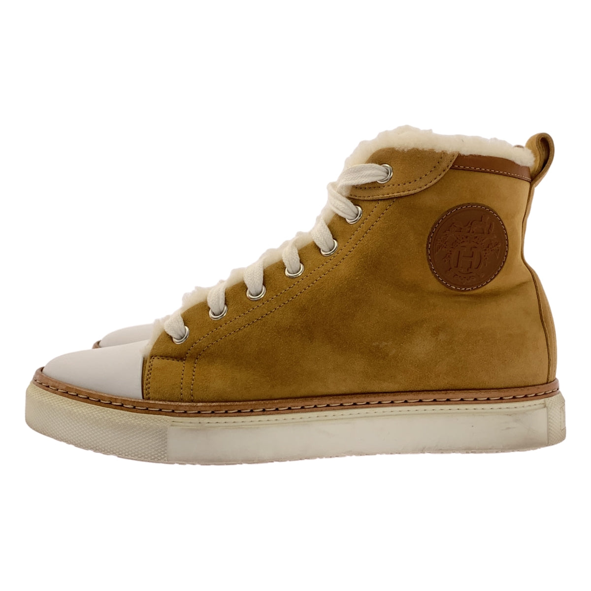 HERMES / エルメス | JIMMY / ジミー レザー ムートン ロゴ スニーカー