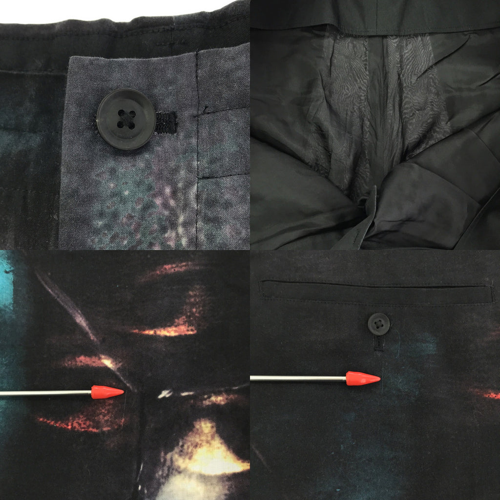 YOHJI YAMAMOTO POUR HOMME / 요우지야마모토풀 옴므 | 2024SS | 8TUCKS PRINT PANTS / 드로스트링 드레이프 와이드 탁 팬츠 / 안감 첨부 | 2 | 블랙 | 남성